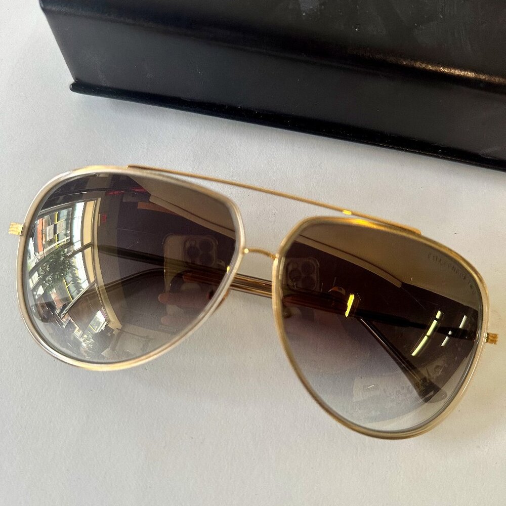 DITA Designer Aviator Sunglasses – Gold Frame with Gradient Lenses + Case & Box